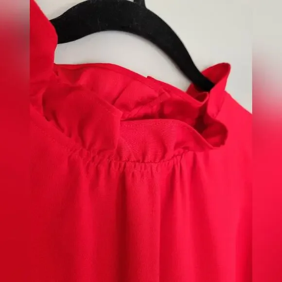 J Crew Red Ruffle Neck Business Casual Tank top Women's size Medium - Picture 3 of 6